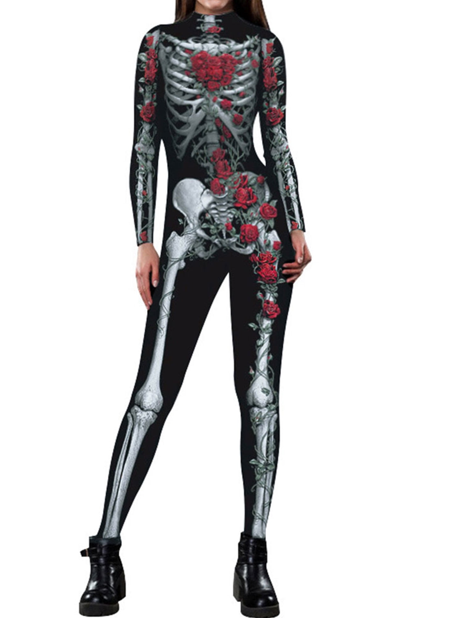 "Listenwind Halloween Costume Skull Skeleton Jumpsuit for Women