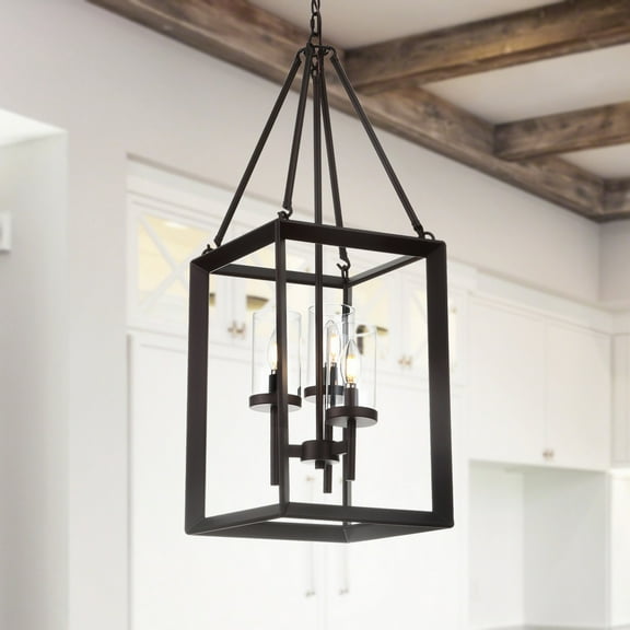 JONATHAN Y Anna 12" 3-light Metal/Glass LED Pendant, Oil Rubbed Bronze