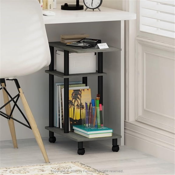 Pemberly Row Wood Side Table with Casters in French Oak Gray/Black