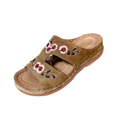 

Woman Slippers Flower Platform Colorful Ethnic Flat Shoes Woman Comfortable Casual Fashion Sandals Female Summer New Hot