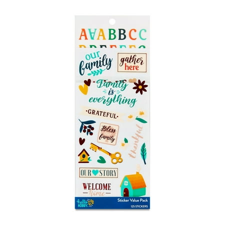 Hello Hobby Family Is Everything Sticker value pack, Multicolor, Sentiment Icons, 125 Count