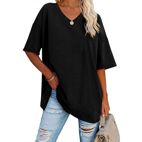 V Neck Short Sleeve Casual T Shirt for Women Solid Color Loose Fit Top Blank Women Workout Shirt Womens Womens Long Sleeve Athletic Shirt Top Women Summer Long Sleeve Tee Shirts for Women Solid