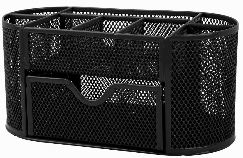 Imountek 8-Compartment Desk Organizer & Pencil Holder, Black, 1 Pack