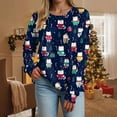 thumbnail image 7 of larppty Christmas Sweatshirts for Women Ugly Christmas Sweatshirts Santa Printed Long Sleeve Oversized Crew Neck Holiday Pullover Tops (Dark Blue, L), 7 of 7