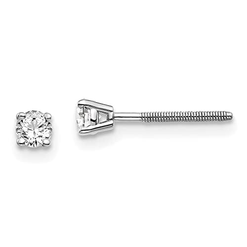 14K White Gold .20ct SI3 G-I Diamond Stud Thread On and Off Post Earrings