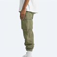 thumbnail image 3 of Pants For Men Solid Casual Multiple Pockets Outdoor Straight Type Fitness Long Pants, 3 of 5