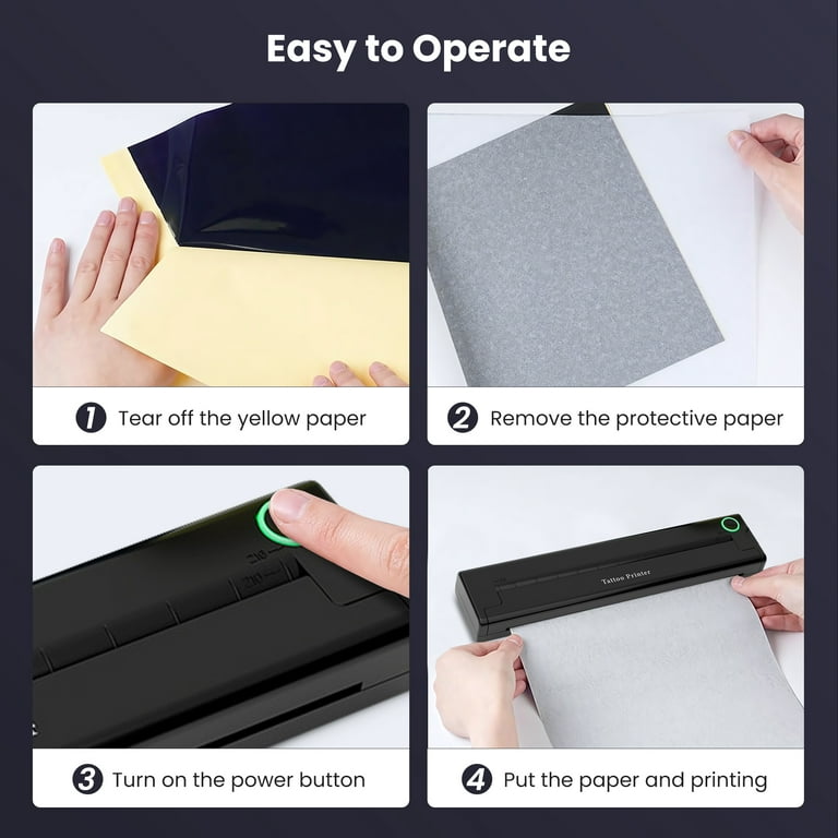 Ouwald Tattoo Stencil Printer, 2600mAh Tattoo Printer with 10pcs Free Transfer Paper, Wireless Tattoo Transfer Stencil Thermal Printer