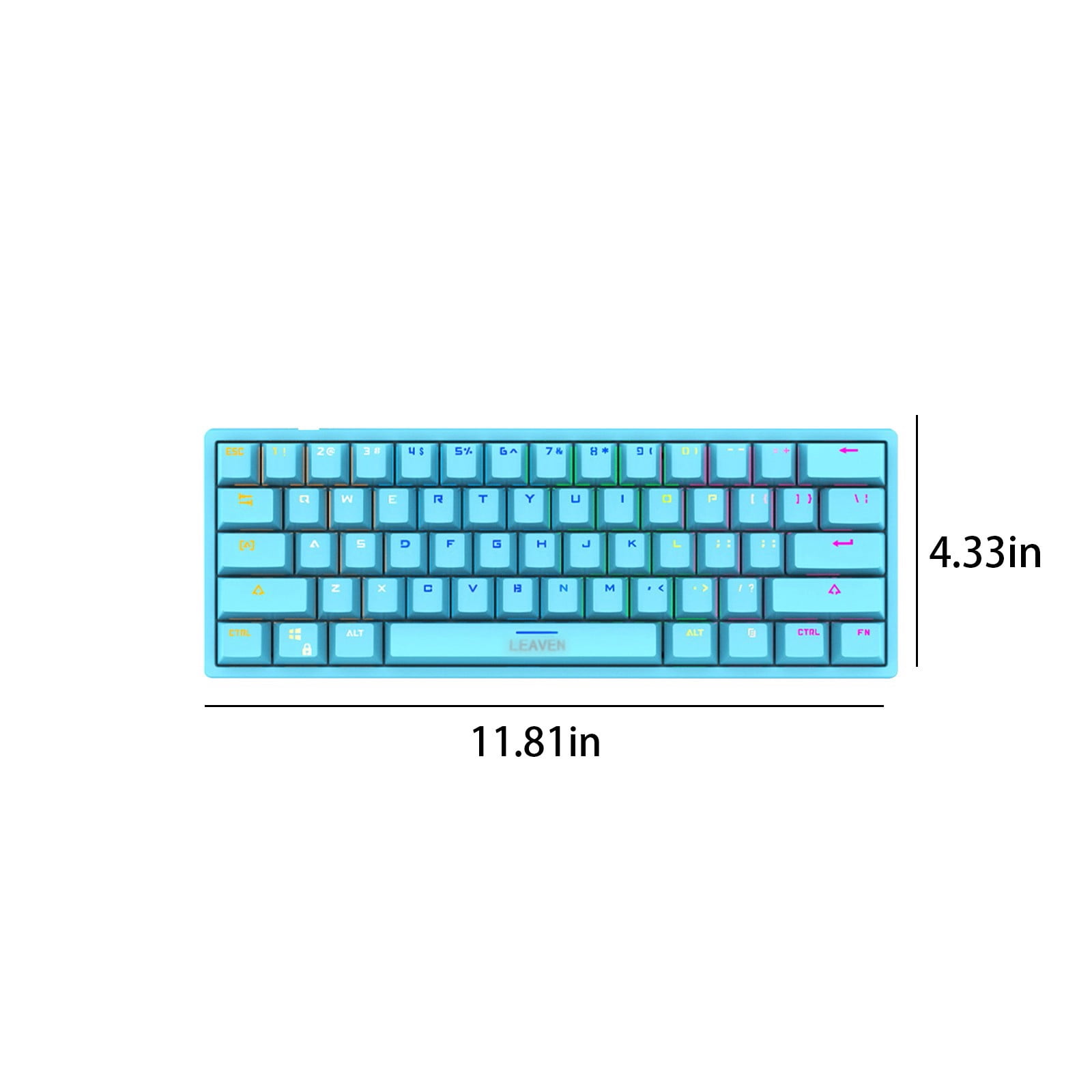 Dqueduo RGB Backlit Mini Bluetooth Mechanical Keyboard with Type-c Cable & Specification, Blue