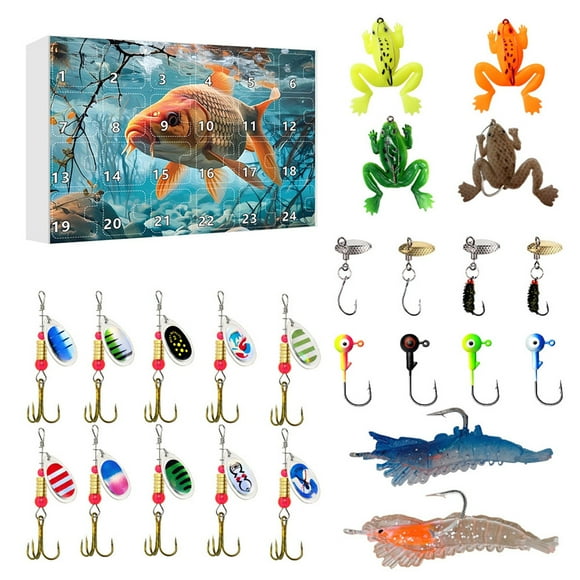 TechWave Fishing Advent Calendar 2024 Adult Men Teen Boys Fishing Advent Calendarfor Freshwater Saltwater Soft For Father Boyfriend Granpa BA & Timers Shot Clock with Seconds Timer Clock for Home