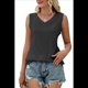 thumbnail image 3 of Camisetas Sin Mangas para Mujer, Cuello en V, Sueltas, Básicas, Informales, de Verano Negro S, 3 of 9