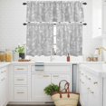 thumbnail image 3 of Silver Gray Leaf Kitchen Curtains Valances and Tiers Set of 3 Retro Plant Vintage Abstract Branch Silhouette Tier Curtains and Valance with Rod Pocket for Small Windows, 27.5"x24", 3 of 9