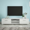 thumbnail image 2 of TV Stand for TVs up to 70", SYNGAR Modern Entertainment Center, Wood TV Cabinet, Media Console Table, TV Storage Stand with Double Doors and 2-Tier Open Shelves, TV Unit for Living Room, White, D4674, 2 of 10