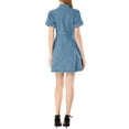 thumbnail image 3 of MODA NOVA Juniors Denim Dress Puff Short Sleeve Button Shirt Dresses, 3 of 5