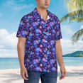 thumbnail image 3 of Fotbe Skull daisy purple Camisa Hawaiana para Hombre Unisex – Camisa Casual de Verano con Botones de Manga Corta de Algodón y Lino,Large, 3 of 7