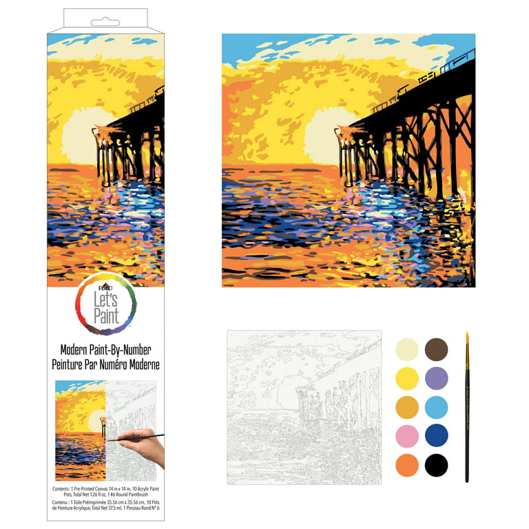 Colorful Coast Scene Paint By Number Kit DIY Acrylic Painting Canvas for  Adults