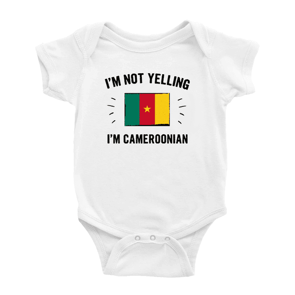 I'm Not Yelling, I'm Cameroonian Baby Bodysuits Newborn Clothes (White, 0-3 Months)