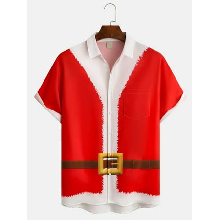 

MLFU Men s Vintage Santa Print Fashion Hawaiian Short Sleeve Shirt