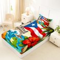 thumbnail image 4 of Manfei Beach Hibiscus Guitar Twin Sheets,Vintage Puerto Rico Flag Bedding,Red Green Blue,3-Piece,1 Fitted Sheet and 1 Pillowcase, 4 of 6