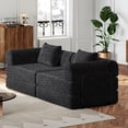 thumbnail image 2 of Eyisean 72.4" Chenille Modular Sectional Sofa, 2 Seater Convertible Loveseat Sofa Bed with Storage Pocket & Cushion, Anti-Slip, Comfy Floor Boneless Couch for Living Room, No Assembly Required, 2 of 21