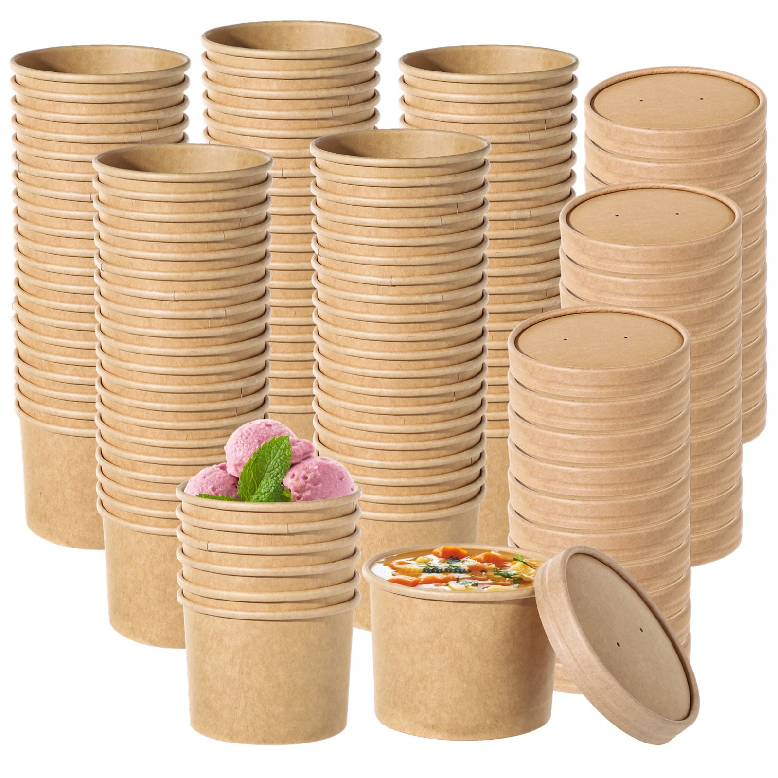 200 recipientes para sopa de 12 onzas, vasos desechables de papel