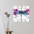 thumbnail image 3 of 10 Inch Wall Clock Battery Operated Square Clock for Office, Kitchen, Outdoor, Living Room,Violet Dragonfly Picture, 3 of 4