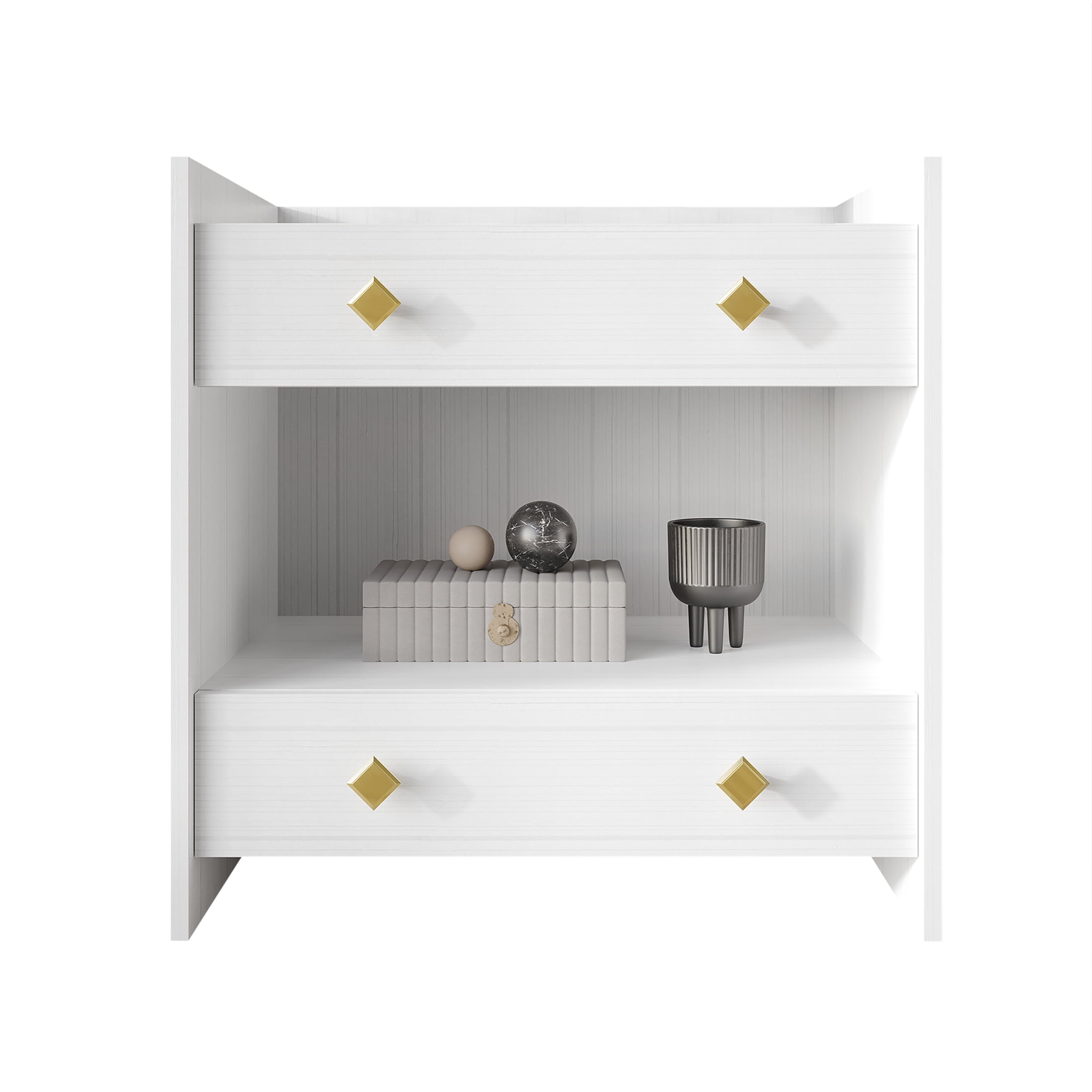 Castle Place Set of 2 Elegant Glam Nightstands, White