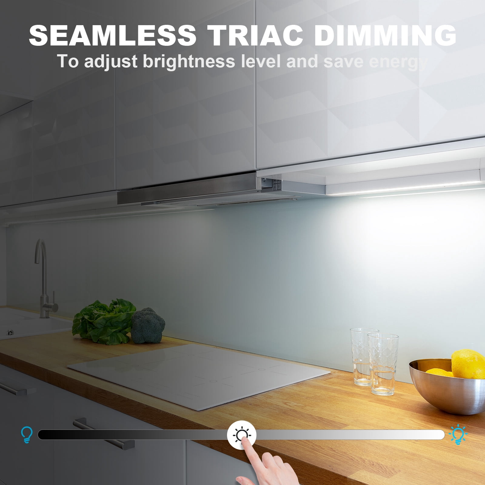 24 Inch LED Under Cabinet Lighting, 15W, 925LM, 5CCT 2700-5000K,CRI>90, 70 Degree Swivel Lens, Dimmable, 120V, Hardwired or Plug-in, Linkable Under Counter Lights For Kitchen Counters Closets