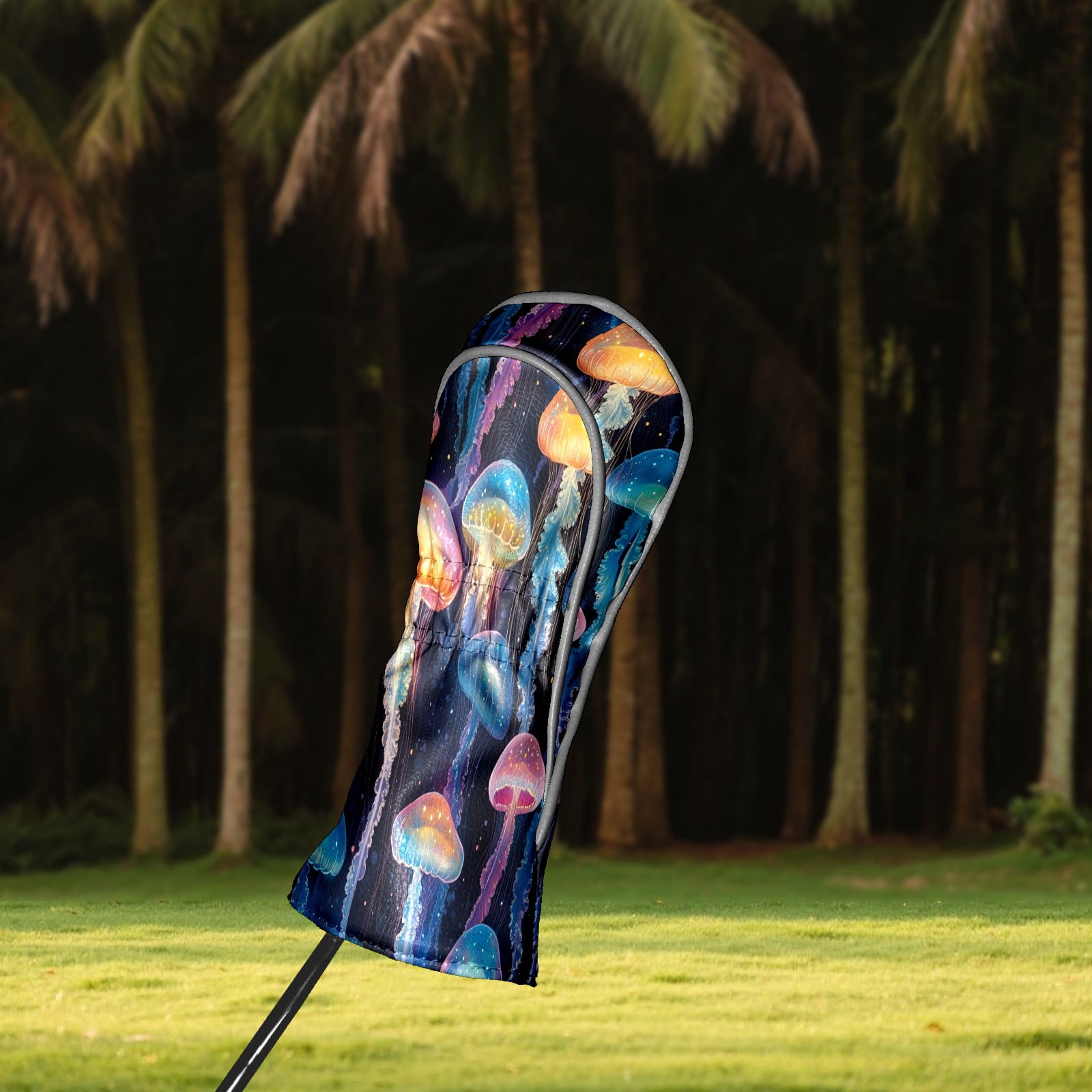 Golf Club Covers PU Leather Waterproof Head Covers for Fairway Woods Hybrids Sea Jellyfish Unisex Fits Most Brands
