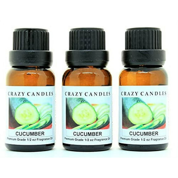 Crazy Candles Cucumber (Very Mild Scent) 3 Bottles 1/2 FL Oz Each (15ml) Premium Grade Scented Fragrance Oil