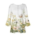 thumbnail image 5 of Mittory Womens Summer Tops 3/4 Sleeve V Neck Floral Print Cotton Tunic Tops Trendy Flowy Tunic Tops, 5 of 5