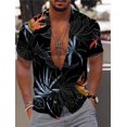 thumbnail image 2 of Camisa para hombre Camisa gráfica Camisa hawaiana Camisa con estampado de hojas hacia abajo Manga corta Abotonada Ropa Diseñador de moda Casual Transpirable, 2 of 4