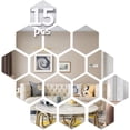 thumbnail image 1 of Calcomanías de pared hexagonales, pegatinas de pared de espejo, 15 piezas de pegatinas de pared de espejo acrílico extraíbles grandes, espejo sin vidrio, decoración de pared 3D, azulejos de espejo de, 1 of 7