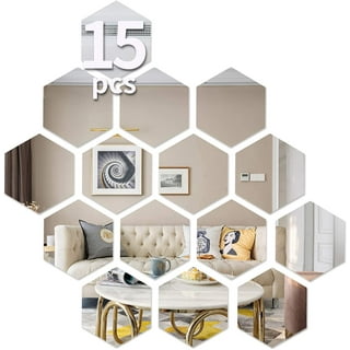 24 Pieces Removable Acrylic Mirror Setting Wall Sticker Decal Honeycomb  Mirror for Home Living Room Bedroom Decor (Middle Hexagon, 5 x 4.3 x 2.5  Inches) 