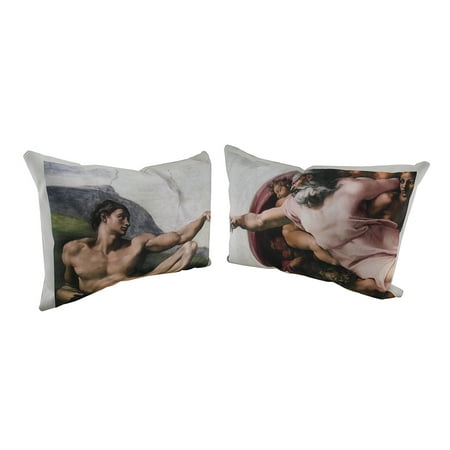 Set Of 2 Michelangelo Creation Of Adam Throw Pillows 20 X 14