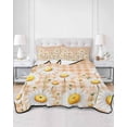 thumbnail image 2 of Quilts Twin-XL Size Bedding Set, Spring White Daisy Lightweight Quilted Comforter, Farmhouse Floral Orange Buffalo Plaid Reversible Bedspread Coverlet with Pillow Covers for All Season, 68" x 98", 2 of 7