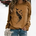 thumbnail image 3 of Jsaierl Womens Crewneck Sweatshirts Plus Size Casual Feather Print Sweatshirt Top Long Sleeve Fashion Fall Pullover Sweatshirts, 3 of 4