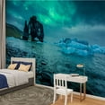thumbnail image 2 of Peel and Stick Wallpaper Hvitserkur landscape night beautiful northern lights Iceland Modern Art Wall Mural Decor Self Adhesive and Removable 100in x 144in, 2 of 8