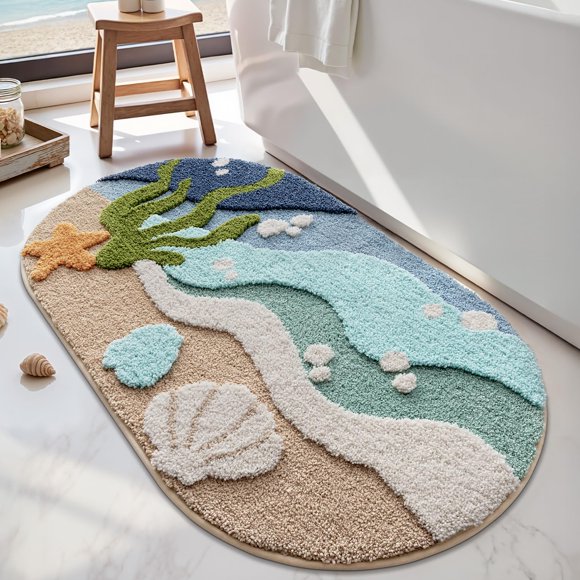 Alfombra de baño Rug LUMI de 61 x 112 cm, antideslizante, suave y absorbente