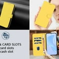 thumbnail image 4 of ELEHOLD Wallet Case for Google Pixel 6 Pro, PU Leather Stand Case with 3 Card Holders & Wrist Strap, Shockproof TPU Inner Flip Cover,Lemon, 4 of 8