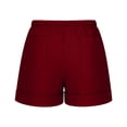 thumbnail image 4 of Men's Elastic Waist Linen Shorts Solid Color Drawstring Multi-Pocket Casual Beach Shorts Lightweight Breathable Summer Shorts Suitable For Vacation Seaside Daily Style Wine 4XL, 4 of 7