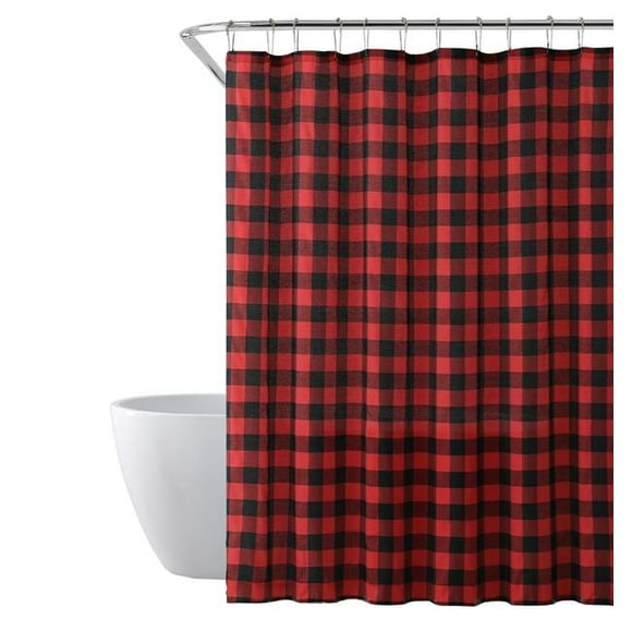 Rideau de Douche à Carreaux en Buffle SARO Rouge