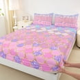 thumbnail image 3 of jejeloiu Pink Mermaid Pattern Twin Sheet Sets,Purple Gold Glitter Print Bedding For Girls 3pcs, 3 of 7