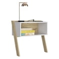 thumbnail image 4 of JERFIT Modern Nightstand with Shelf, 2-Tier End Table with Large Storage Surface, Light Oak & White Multicolor Finish, for Bedroom, Living Room, 4 of 7