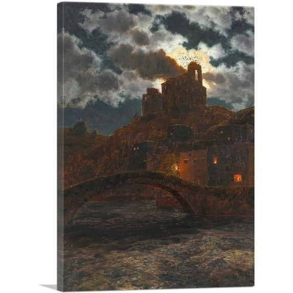 ARTCANVAS On The Banks At Twilight Canvas Art Print by Ivan Fedorovich Choultse - Size: 18" x 12" (0.75" Deep)