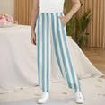 thumbnail image 2 of Miluxas Girl's Striped Bottom Sweatpants High Waist Sporty Gym Athletic Fit Jogger Pants Casual Trousers Light Blue 7 Years(130), 2 of 6