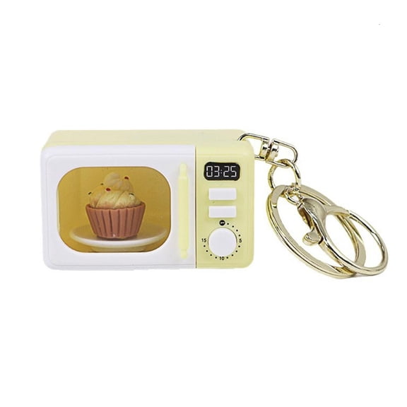 Lerpwige Creative Microwave Keychain Interactive Children's Toy with LED Light Sound Effects Gold Lobster Clasp for Kids Adults