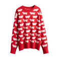 thumbnail image 4 of larppty Women's Cute Sweater Crewneck Long Sleeve Oversized Color Block Knit Pullover Fall Top Fashion (Red, M), 4 of 4