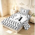 thumbnail image 2 of Manfei Modern Dot Monogram A Twin Sheets,Minimalist Artwork Bedding,White Black,3 Pieces,1 Flat Sheet,1 Fitted Sheet and 1 Pillowcase, 2 of 6
