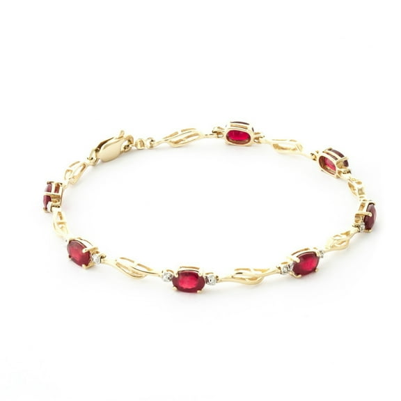 Galaxy Gold 14k Solid Yellow Gold Tennis Bracelet 4.21 ct Ruby Diamond (8.5)