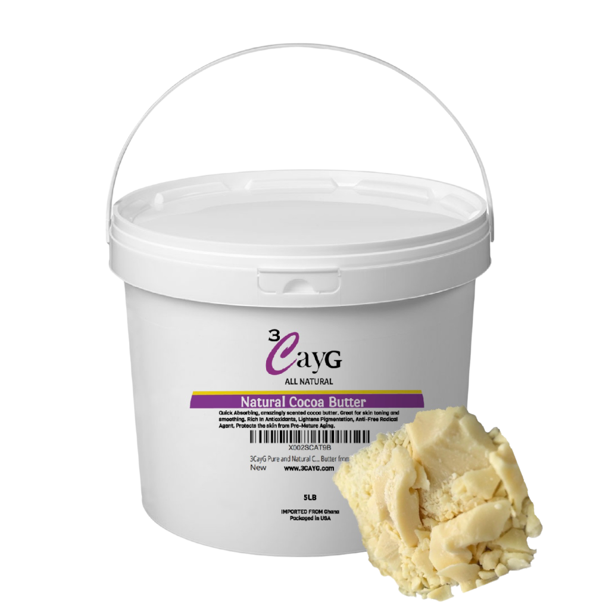 3CayG Pure and Natural Cocoa Butter from Ghana (5LB)